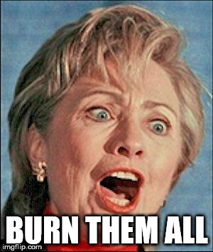Ugly Hillary Clinton | BURN THEM ALL | image tagged in ugly hillary clinton | made w/ Imgflip meme maker
