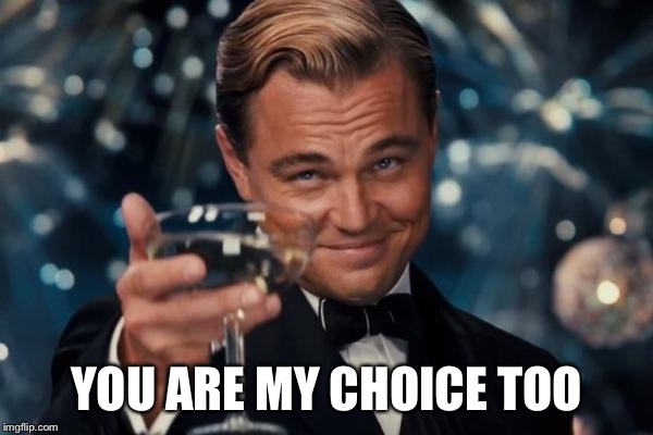 Leonardo Dicaprio Cheers Meme | YOU ARE MY CHOICE TOO | image tagged in memes,leonardo dicaprio cheers | made w/ Imgflip meme maker