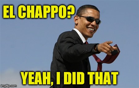 You're welcome America | EL CHAPPO? YEAH, I DID THAT | image tagged in memes,cool obama | made w/ Imgflip meme maker