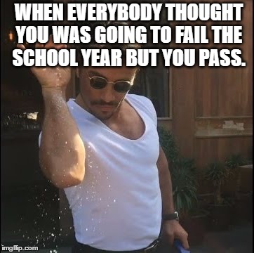 salt bae | WHEN EVERYBODY THOUGHT YOU WAS GOING TO FAIL THE SCHOOL YEAR BUT YOU PASS. | image tagged in salt bae | made w/ Imgflip meme maker