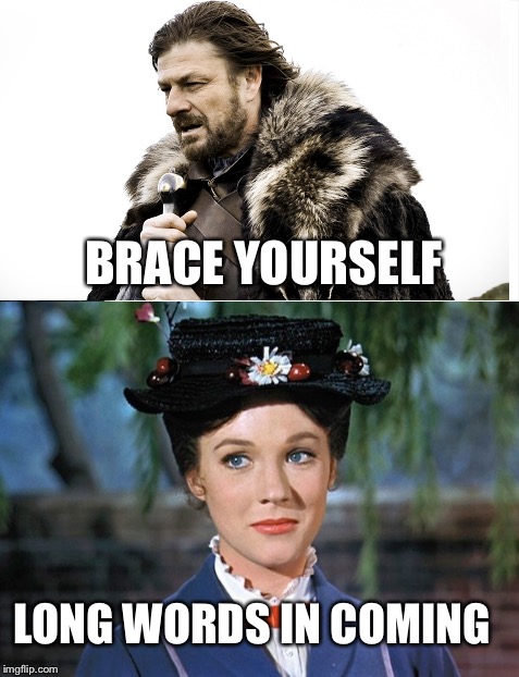  Mary brace yourself  | BRACE YOURSELF; LONG WORDS IN COMING | image tagged in brace yourselves x is coming,mary poppins | made w/ Imgflip meme maker