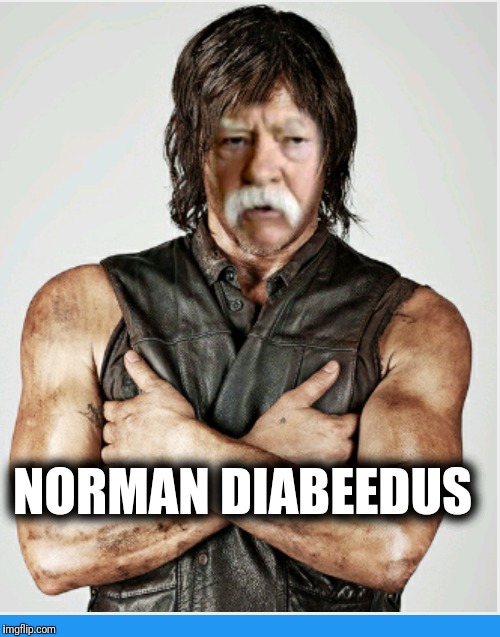 Walker oats.. it's the right thing to do | NORMAN DIABEEDUS | image tagged in norman reedus,wilford brimley,daryl walking dead | made w/ Imgflip meme maker