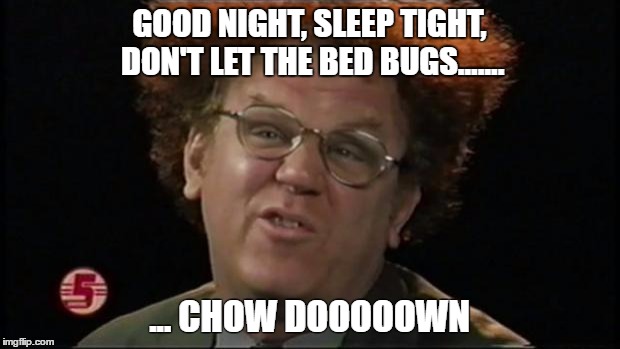 Dr. Steve Brule |  GOOD NIGHT, SLEEP TIGHT, DON'T LET THE BED BUGS....... ... CHOW DOOOOOWN | image tagged in dr steve brule,AdviceAnimals | made w/ Imgflip meme maker
