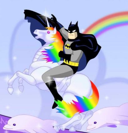 Batman rides a unicorn Blank Meme Template