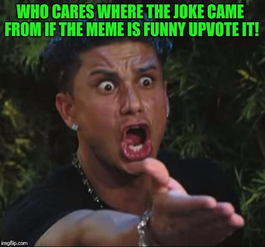DJ Pauly D | WHO CARES WHERE THE JOKE CAME FROM IF THE MEME IS FUNNY UPVOTE IT! | image tagged in memes,dj pauly d | made w/ Imgflip meme maker