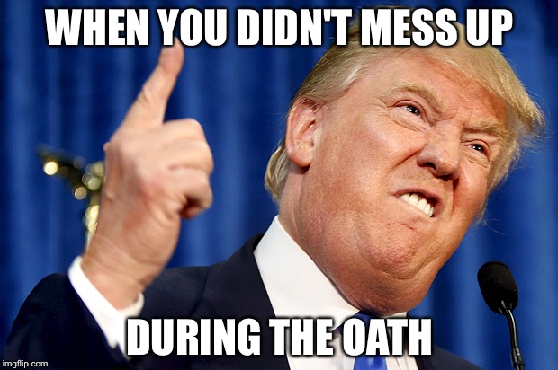 Donald Trump | WHEN YOU DIDN'T MESS UP; DURING THE OATH | image tagged in donald trump | made w/ Imgflip meme maker