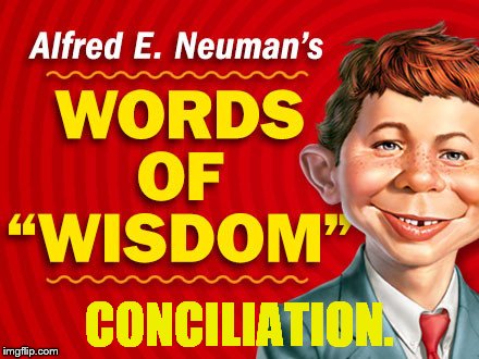  Neuman's Words of Wisdom | CONCILIATION. | image tagged in neuman's words of wisdom | made w/ Imgflip meme maker