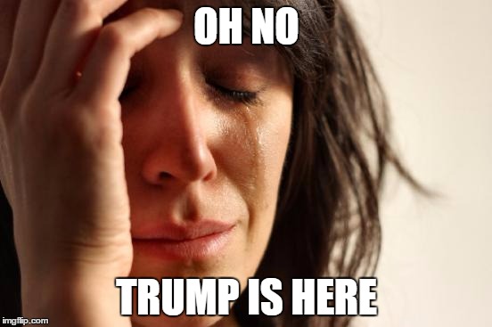 First World Problems Meme | OH NO; TRUMP IS HERE | image tagged in memes,first world problems | made w/ Imgflip meme maker