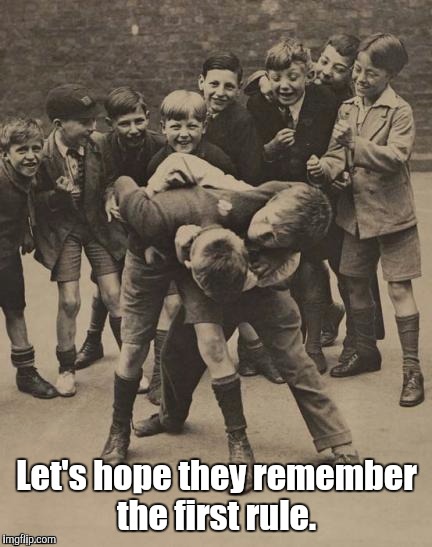 Fight | Let's hope they remember the first rule. | image tagged in fight | made w/ Imgflip meme maker
