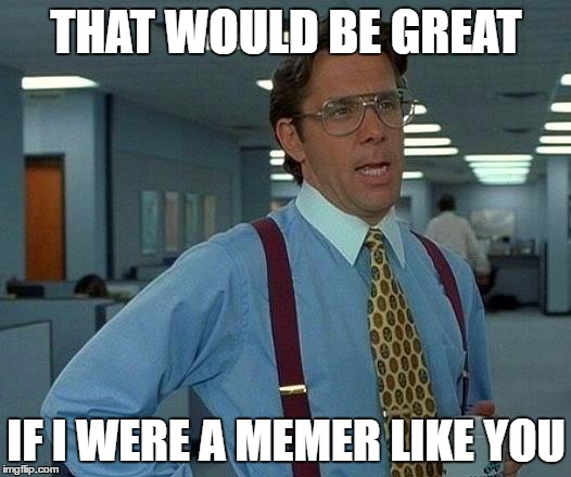 THAT WOULD BE GREAT IF I WERE A MEMER LIKE YOU | image tagged in memes,that would be great | made w/ Imgflip meme maker