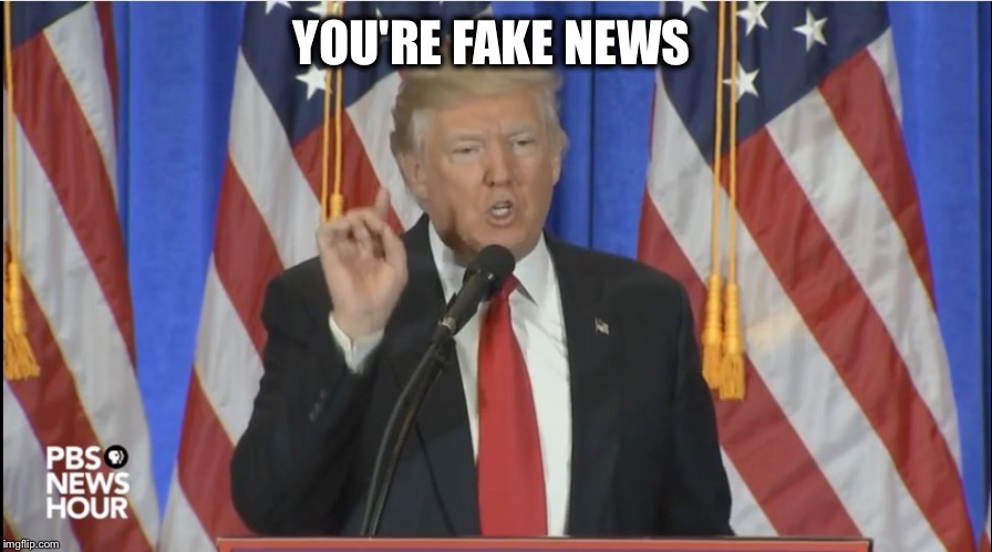 Trump Fake News | YOU'RE FAKE NEWS | image tagged in trump | made w/ Imgflip meme maker