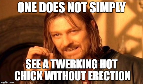 One Does Not Simply Meme | ONE DOES NOT SIMPLY; SEE A TWERKING HOT CHICK WITHOUT ERECTION | image tagged in memes,one does not simply,twerking,erection | made w/ Imgflip meme maker