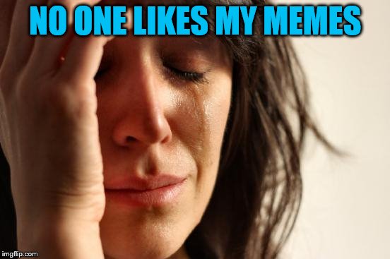 First World Problems Meme | NO ONE LIKES MY MEMES | image tagged in memes,first world problems | made w/ Imgflip meme maker