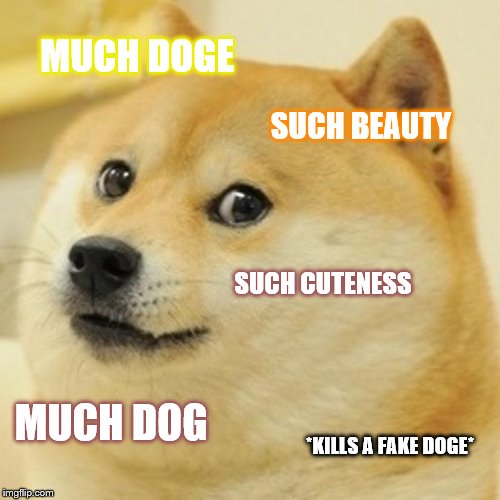 Doge Meme | MUCH DOGE; SUCH BEAUTY; SUCH CUTENESS; MUCH DOG; *KILLS A FAKE DOGE* | image tagged in memes,doge | made w/ Imgflip meme maker