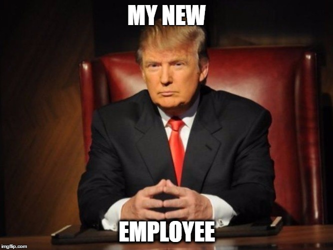 donald trump | MY NEW; EMPLOYEE | image tagged in donald trump | made w/ Imgflip meme maker
