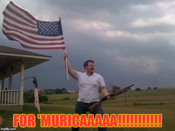 'Cause 'Murica, that's why! | FOR 'MURICAAAAA!!!!!!!!!!! | image tagged in gun loving conservative,rednecks,memes,funny,'murica,battle cry | made w/ Imgflip meme maker