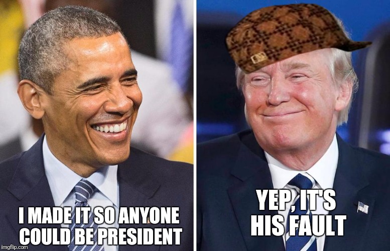 I MADE IT SO ANYONE COULD BE PRESIDENT; YEP, IT'S HIS FAULT | image tagged in scumbag | made w/ Imgflip meme maker