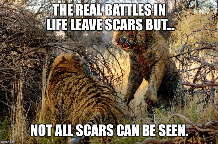 What doesn't kill us makes us stronger | THE REAL BATTLES IN LIFE LEAVE SCARS BUT... NOT ALL SCARS CAN BE SEEN. | image tagged in motivation,inspirational memes,inspirational,battle,epic battle,real life | made w/ Imgflip meme maker
