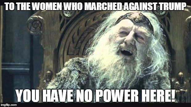 Maybe if they marched before the election they'd get their way. | TO THE WOMEN WHO MARCHED AGAINST TRUMP; YOU HAVE NO POWER HERE! | image tagged in you have no power here,donald trump,anti-feminism,women be trippin' | made w/ Imgflip meme maker