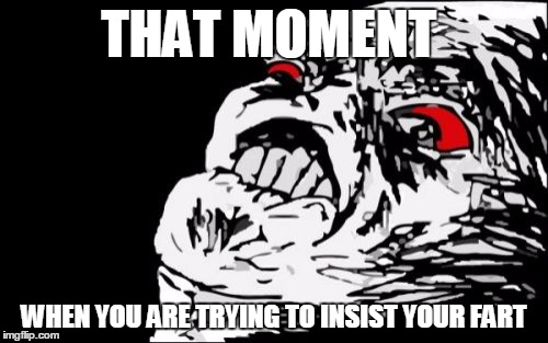 insisting my fart | THAT MOMENT; WHEN YOU ARE TRYING TO INSIST YOUR FART | image tagged in memes,mega rage face,funny memes | made w/ Imgflip meme maker