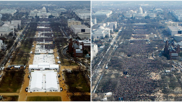High Quality crowd size inauguration comparison Blank Meme Template