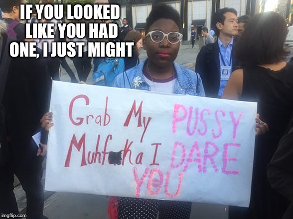 IF YOU LOOKED LIKE YOU HAD ONE, I JUST MIGHT | image tagged in feminist | made w/ Imgflip meme maker