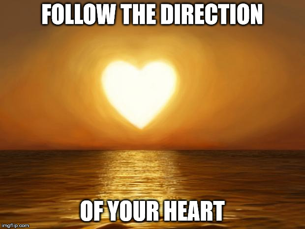 Love | FOLLOW THE DIRECTION; OF YOUR HEART | image tagged in love | made w/ Imgflip meme maker