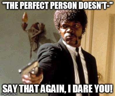 Say That Again I Dare You | "THE PERFECT PERSON DOESN'T-"; SAY THAT AGAIN, I DARE YOU! | image tagged in memes,say that again i dare you | made w/ Imgflip meme maker