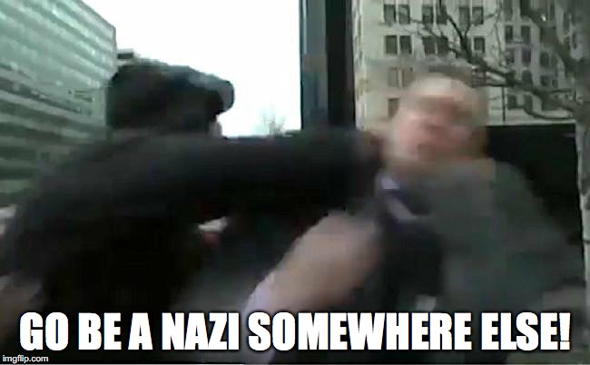Richard Spencer Ascending to Memehood | GO BE A NAZI SOMEWHERE ELSE! | image tagged in richard spencer ascending to memehood,richard spencer,breitbart,donald trump,inauguration day,white nationalism | made w/ Imgflip meme maker