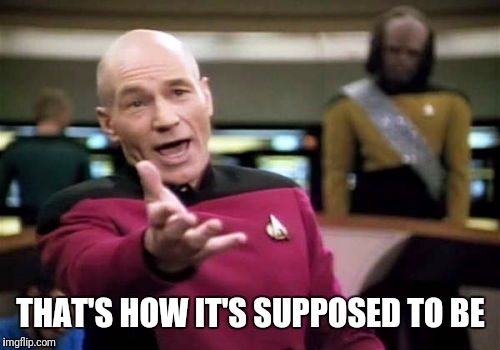 Picard Wtf Meme | THAT'S HOW IT'S SUPPOSED TO BE | image tagged in memes,picard wtf | made w/ Imgflip meme maker