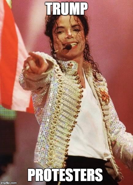 Michael Jackson Pointing | TRUMP; PROTESTERS | image tagged in michael jackson pointing | made w/ Imgflip meme maker