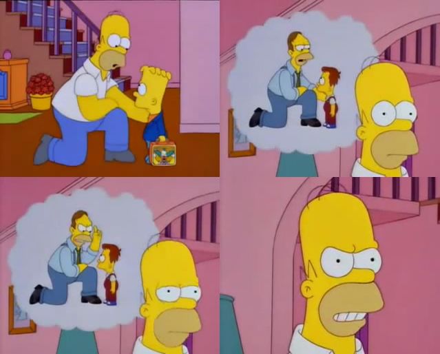 The Simpsons, Homer advices Bart Blank Meme Template