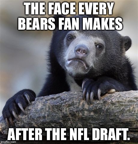 Bears fan face about the NFL draft | THE FACE EVERY BEARS FAN MAKES; AFTER THE NFL DRAFT. | image tagged in memes,confession bear | made w/ Imgflip meme maker