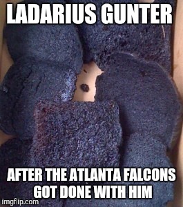 Burnt Toast | LADARIUS GUNTER; AFTER THE ATLANTA FALCONS GOT DONE WITH HIM | image tagged in burnt toast | made w/ Imgflip meme maker
