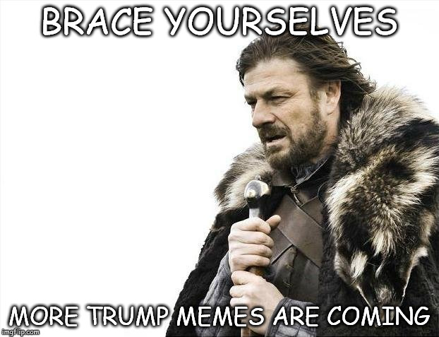 Brace Yourselves X is Coming | BRACE YOURSELVES; MORE TRUMP MEMES ARE COMING | image tagged in memes,brace yourselves x is coming | made w/ Imgflip meme maker