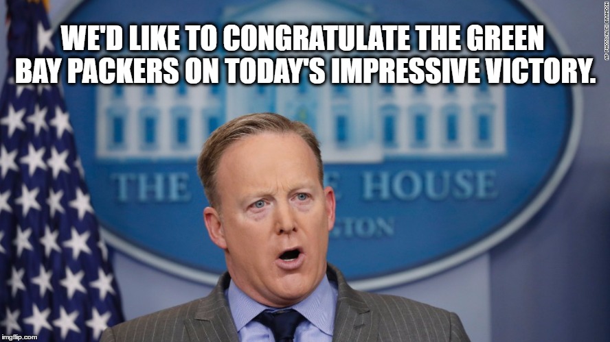 WE'D LIKE TO CONGRATULATE THE GREEN BAY PACKERS ON TODAY'S IMPRESSIVE VICTORY. | image tagged in whitehousecongrats | made w/ Imgflip meme maker