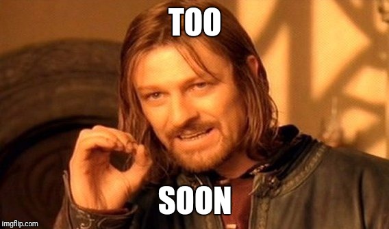 One Does Not Simply Meme | TOO SOON | image tagged in memes,one does not simply | made w/ Imgflip meme maker