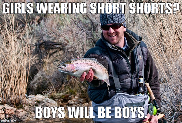 B-Holz | GIRLS WEARING SHORT SHORTS? BOYS WILL BE BOYS. | image tagged in b-holz | made w/ Imgflip meme maker