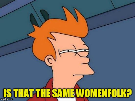 Futurama Fry Meme | IS THAT THE SAME WOMENFOLK? | image tagged in memes,futurama fry | made w/ Imgflip meme maker