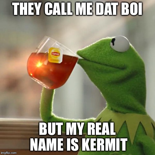 Memers of today | THEY CALL ME DAT BOI; BUT MY REAL NAME IS KERMIT | image tagged in memes,but thats none of my business,kermit the frog | made w/ Imgflip meme maker