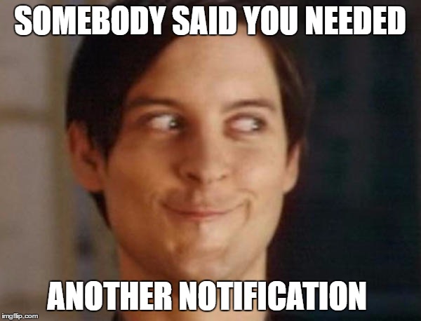 SOMEBODY SAID YOU NEEDED ANOTHER NOTIFICATION | made w/ Imgflip meme maker