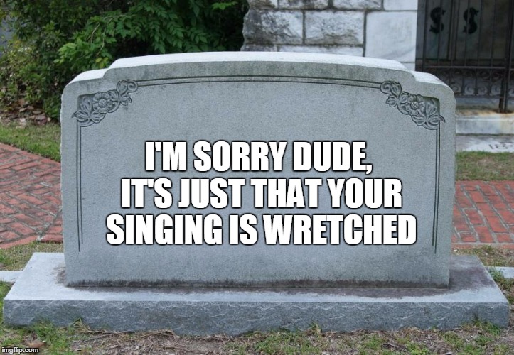 I'M SORRY DUDE, IT'S JUST THAT YOUR SINGING IS WRETCHED | made w/ Imgflip meme maker