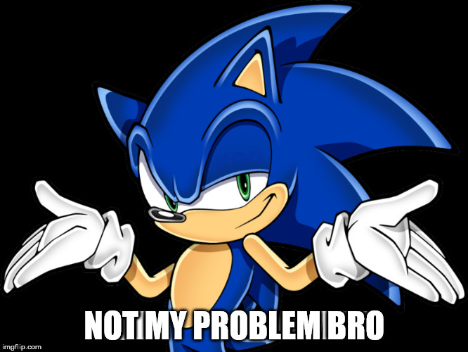 Not My Problem - Sonic | NOT MY PROBLEM BRO | image tagged in sonic the hedgehog | made w/ Imgflip meme maker