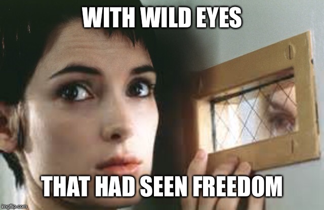 Getting out | WITH WILD EYES; THAT HAD SEEN FREEDOM | image tagged in first world problems | made w/ Imgflip meme maker