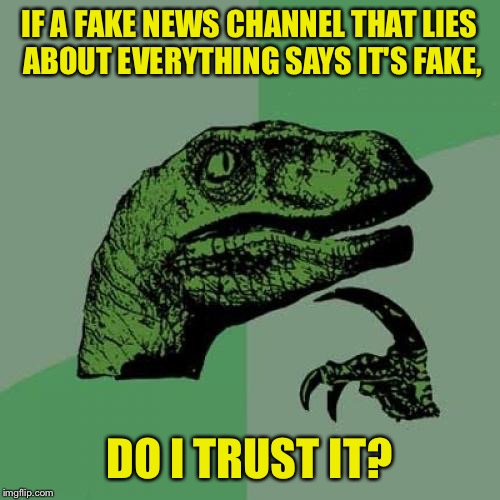 That Hallmark channel is spreading anti love propaganda everywhere. | IF A FAKE NEWS CHANNEL THAT LIES ABOUT EVERYTHING SAYS IT'S FAKE, DO I TRUST IT? | image tagged in memes,philosoraptor,channel,news,funny,dank memes | made w/ Imgflip meme maker