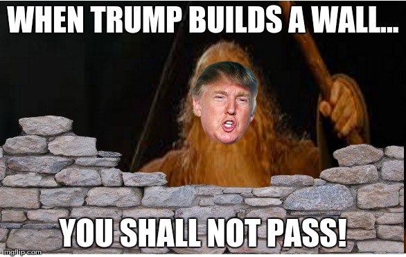 WHEN TRUMP BUILDS A WALL... YOU SHALL NOT PASS! | image tagged in you shall not pass gandalf,donald trump | made w/ Imgflip meme maker
