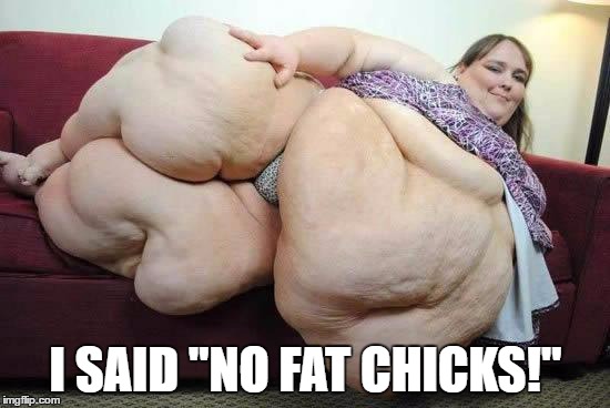 fat girl | I SAID "NO FAT CHICKS!" | image tagged in fat girl | made w/ Imgflip meme maker