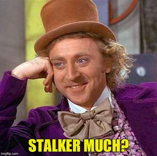 Creepy Condescending Wonka Meme | STALKER MUCH? | image tagged in memes,creepy condescending wonka | made w/ Imgflip meme maker