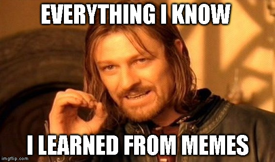 One Does Not Simply Meme |  EVERYTHING I KNOW; I LEARNED FROM MEMES | image tagged in memes,one does not simply | made w/ Imgflip meme maker