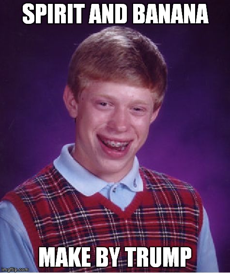 Bad Luck Brian Meme | SPIRIT AND BANANA; MAKE BY TRUMP | image tagged in memes,bad luck brian | made w/ Imgflip meme maker